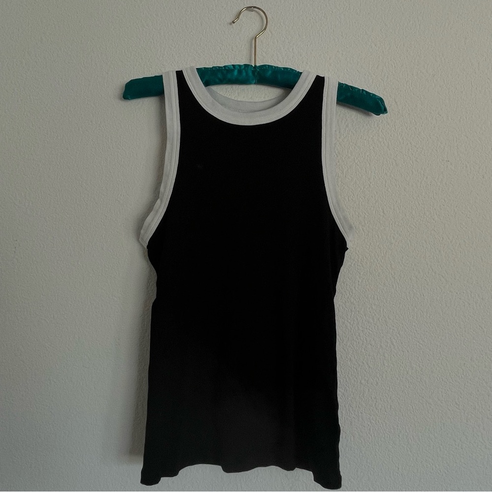 a new day Black Tank Top with White Trim